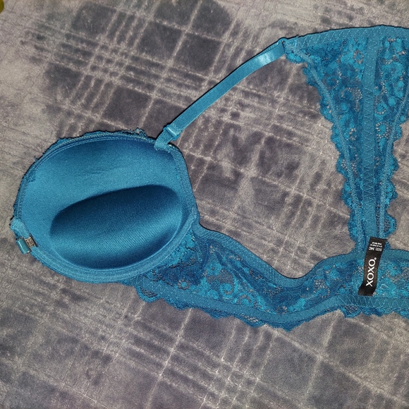 XOXO Racerback Push Up Bra, 34C, Ocean Blue Aqua Teal Floral Lace, NWOT - Picture 7 of 13